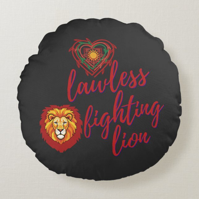 Lawless fighting lion round pillow (Front)