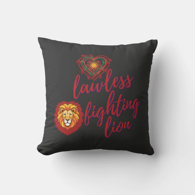 Lawless fighting lion throw pillow (Front)