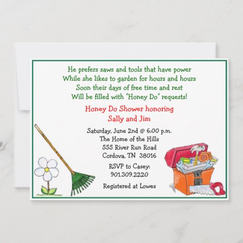 Lawn and Garden Bridal Shower Invitation