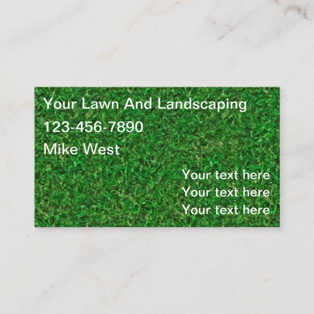 Lawn And Landscaping Grass Background Business Card (Front)