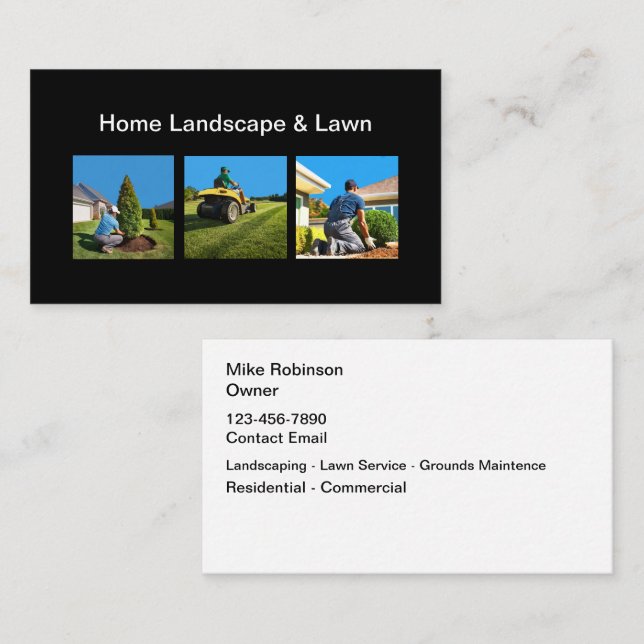 Lawn And Landscaping Modern Business Cards (Front/Back)