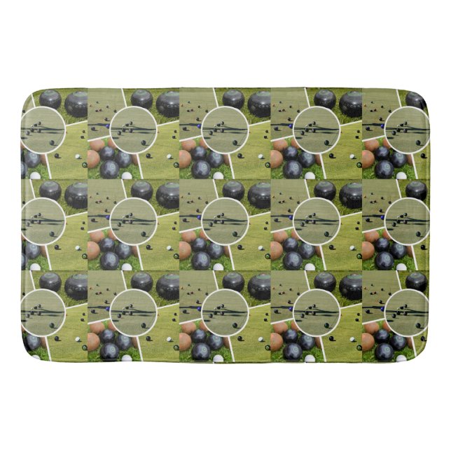 Lawn Bowl Five Picture Collage Memory Foam Bathmat (Front)