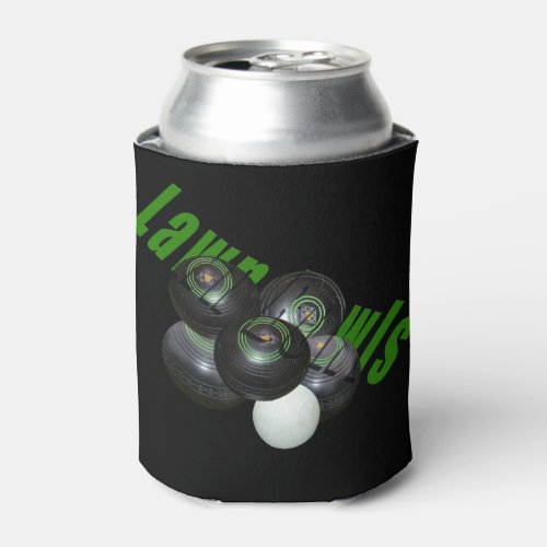 Lawn Bowls And Logo Can Cooler