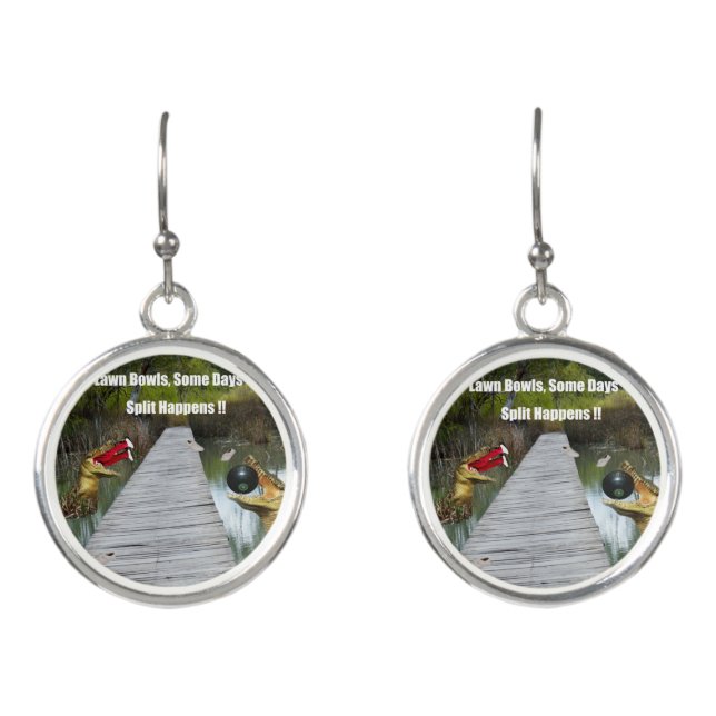Lawn Bowls Australia Split Happens, Earrings (Front)