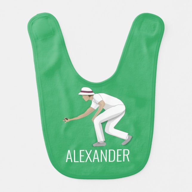Lawn Bowls Baby Bib (Front)