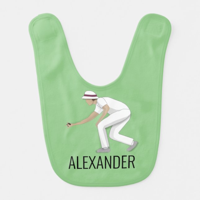 Lawn Bowls Baby Bib (Front)
