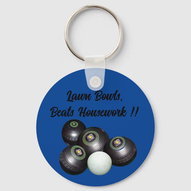Lawn Bowls Beats Housework Funny, Keyring (Front)