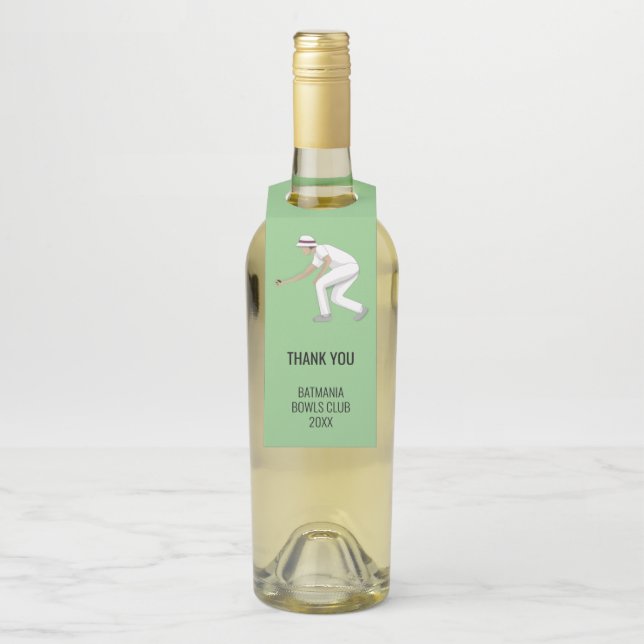 Lawn Bowls Bottle Hanger Tag (On Bottle)