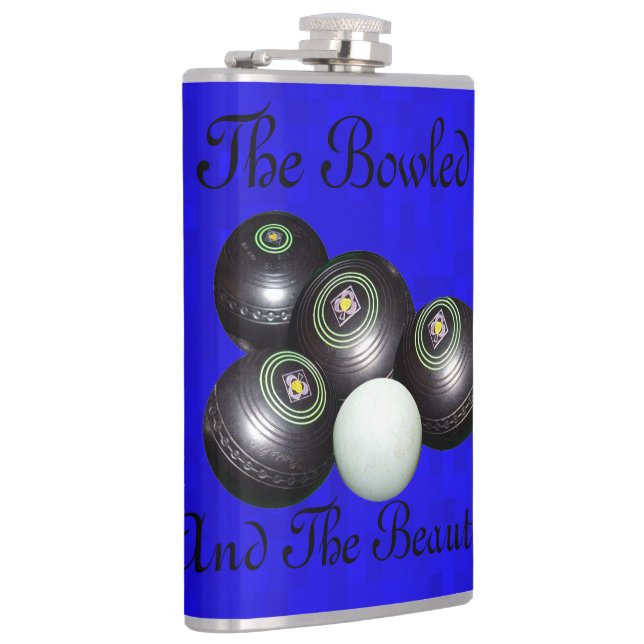 Lawn Bowls Bowled Beautiful Logo, Flask (Right)