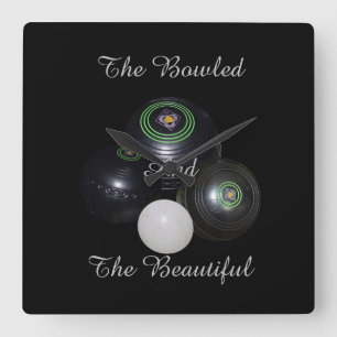 Lawn Bowls Bowled Beautiful Square Wall Clock. Clock