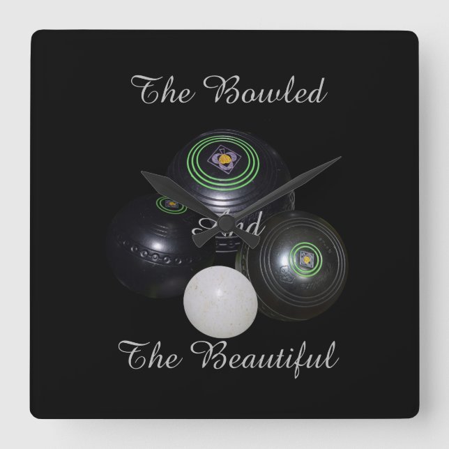 Lawn Bowls Bowled Beautiful Square Wall Clock. Clock (Front)
