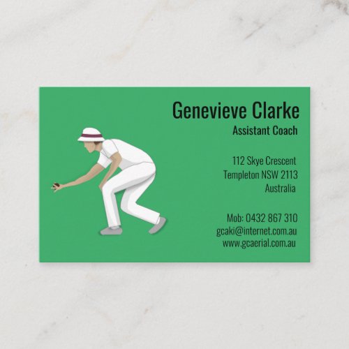 Lawn Bowls Business Card