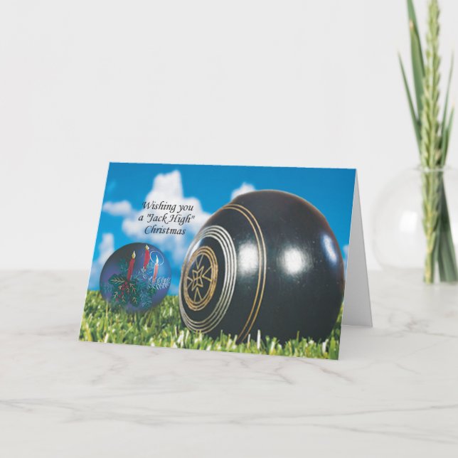 Lawn Bowls Christmas card with special verse (Front)