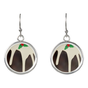 Lawn Bowls Christmas Pudding, Earrings