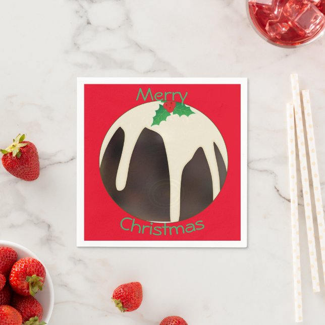 Lawn Bowls Christmas Pudding, Napkins (Insitu)