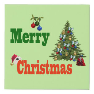 Lawn Bowls Christmas Tree And Stocking, Faux Canvas Print