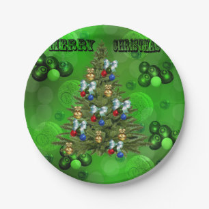 Lawn Bowls Christmas Tree Design, Paper Plates