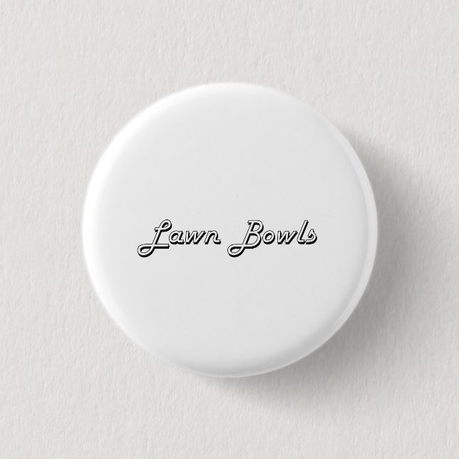 Lawn Bowls Classic Retro Design Button (Front)