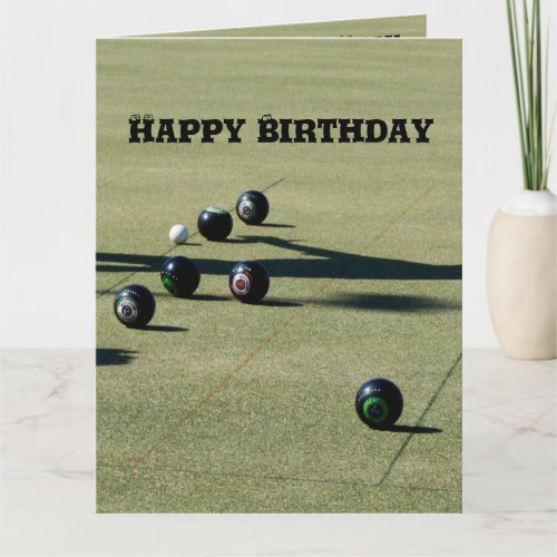 Lawn Bowls Close Call Large Birthday Card