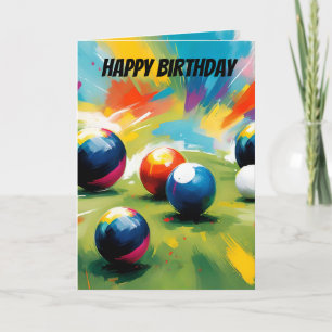 Lawn Bowls Color Splash, Birthday Card