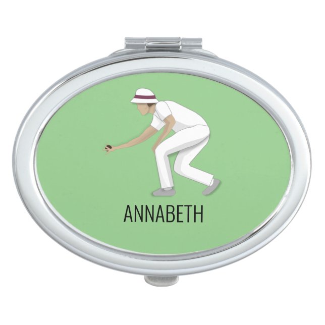 Lawn Bowls Compact Mirror (Front)