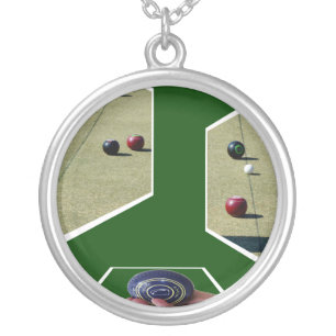 Lawn Bowls Dimensional Art, Silver Plated Necklace