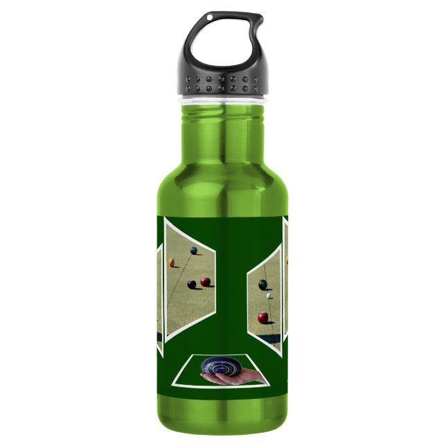 Lawn Bowls Dimensional Art, Water Bottle (Front)