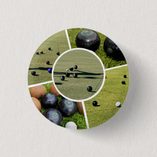 Lawn Bowls Five Picture Photo Collage, Badge Button