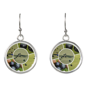 Lawn Bowls Five Picture Photo Collage, Earrings
