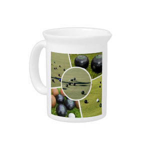 Lawn Bowls Five Picture Photo Collage, Milk Jug Beverage Pitcher