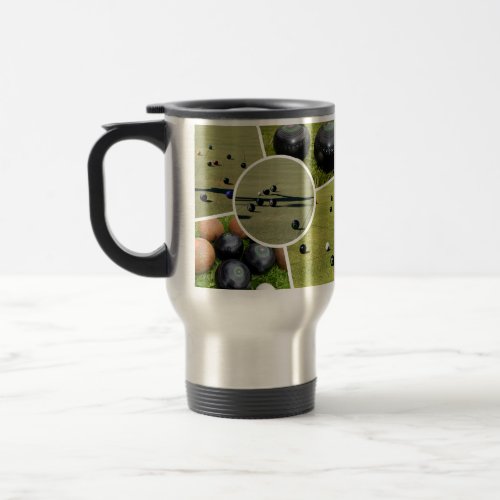 Lawn Bowls Five Picture Photo Collage Travel Mug