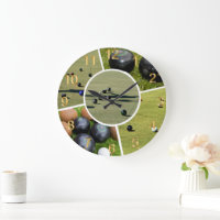 Lawn Bowls Five Picture Photo Collage, Wall Clock