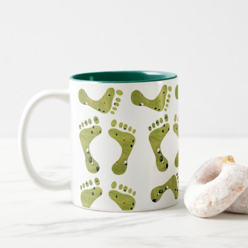 Lawn Bowls Footprints Fun Novelty Design Two_Tone Coffee Mug