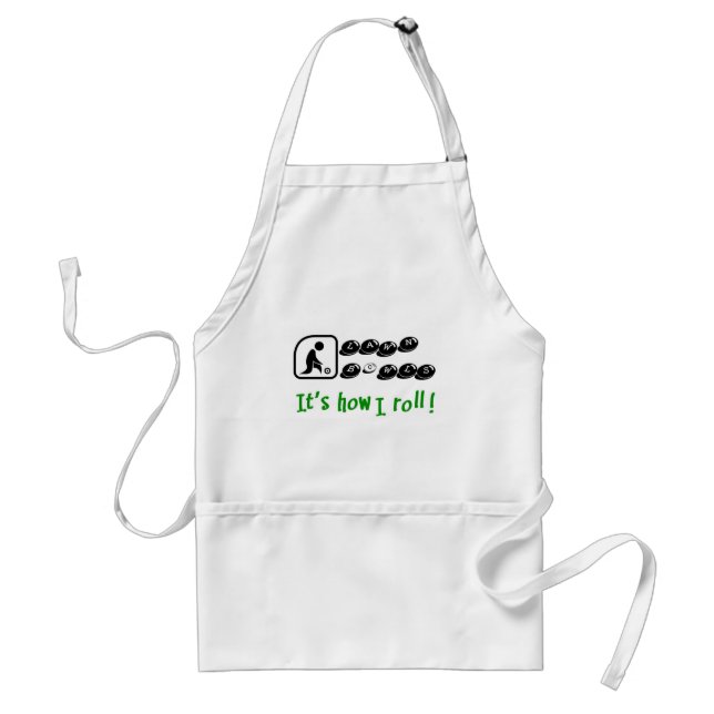 Lawn Bowls -It's How I Roll Adult Apron (Front)