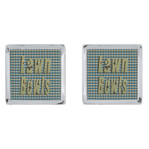 Lawn Bowls Logo On Tartan Checks, Cufflinks