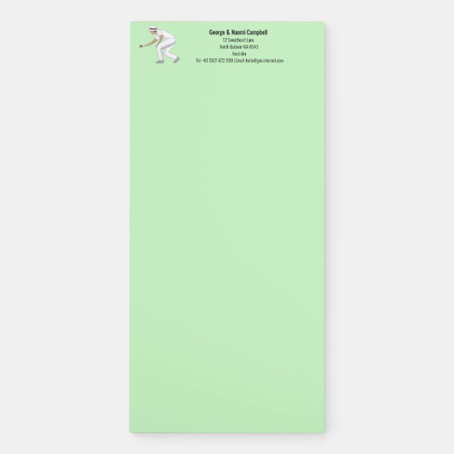 Lawn Bowls Magnetic Notepad (Front)
