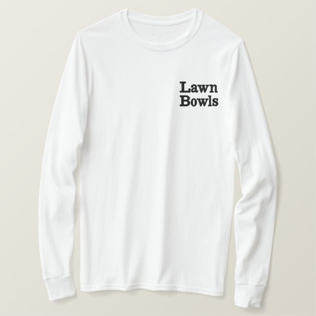 Lawn Bowls, Mens Long Sleeve Embroidered Tshirt (Design Front)