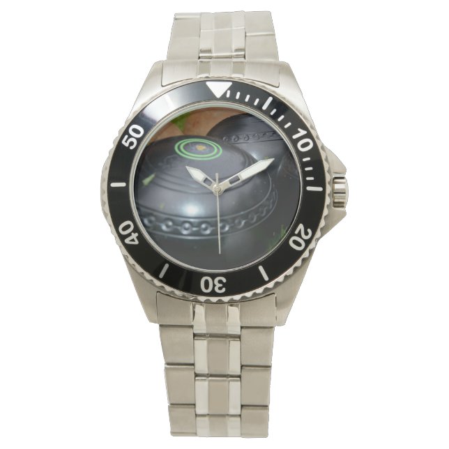 Lawn bowls, Mens Stainless Steel Bracelet Watch. Watch (Front)