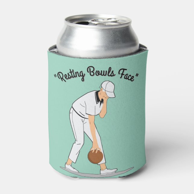 Lawn Bowls: Resting Bowls Face, Funny  Can Cooler (Can Front)