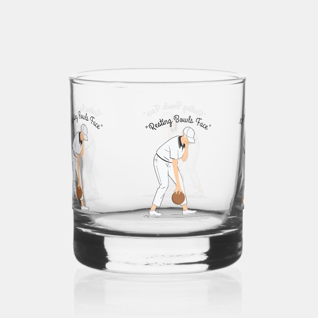 Lawn Bowls: Resting Bowls Face, Funny  Whiskey Glass (Front)
