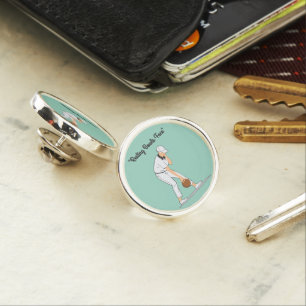 Lawn Bowls: Resting Bowls Face Lapel Pin