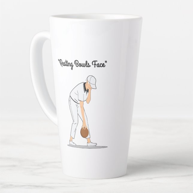 Lawn Bowls: Resting Bowls Face Latte Mug (Left Angle)