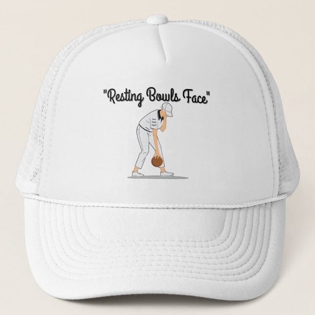 Lawn Bowls: Resting Bowls Face Trucker Hat (Front)