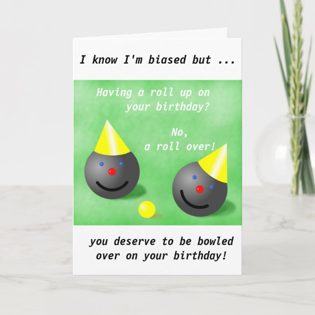 Lawn Bowls, Short mat bowls birthday card (Front)