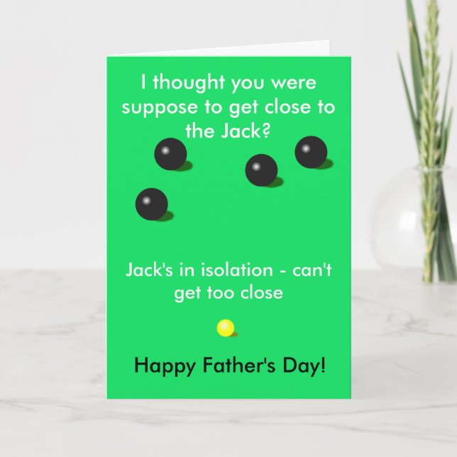 Lawn Bowls, Short mat bowls Father's Day card (Front)