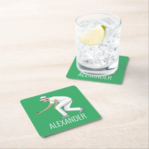 Lawn Bowls Square Paper Coaster