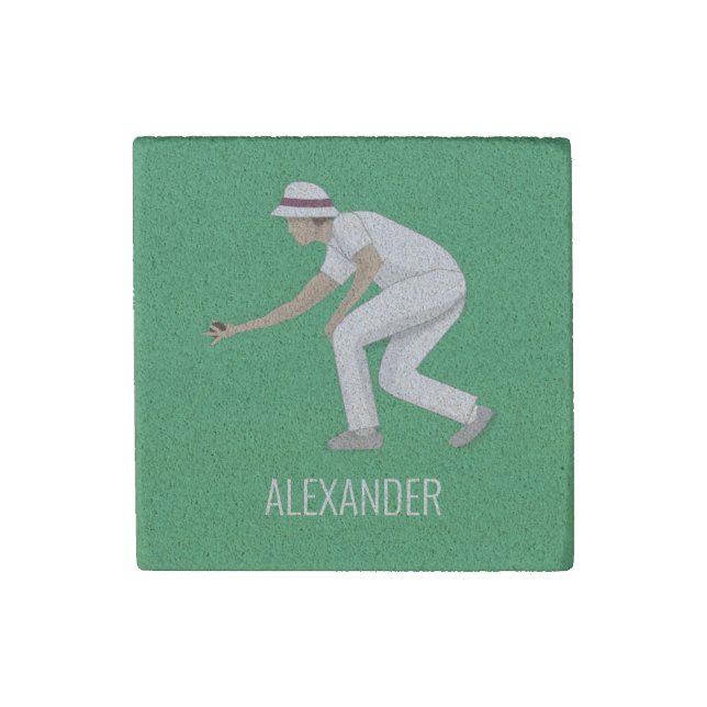 Lawn Bowls Stone Magnet (Front)