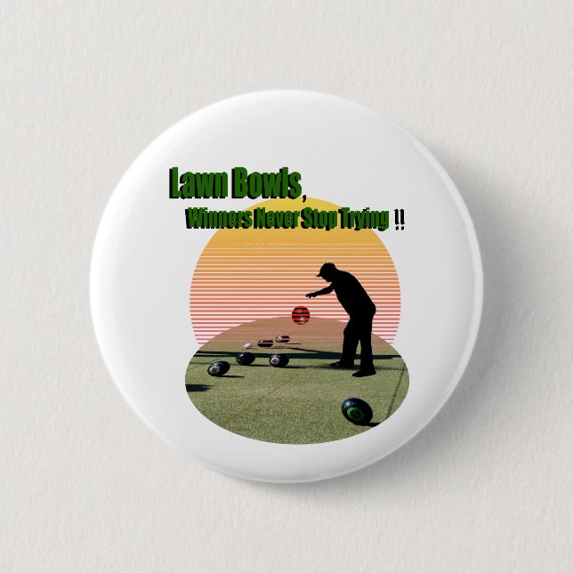 Lawn Bowls The Winners Design, Badge Button (Front)