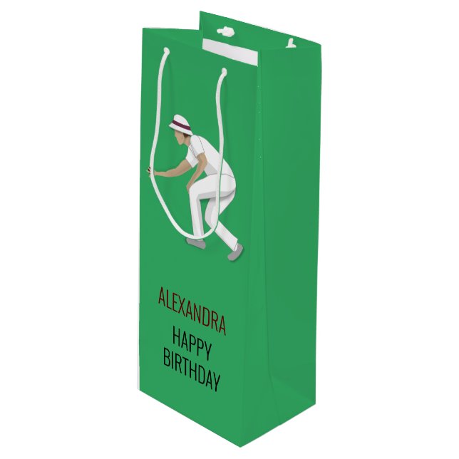 Lawn Bowls Wine Gift Bag (Front Angled)