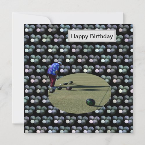 Lawn Bowls With Bowler Flat Birthday Card Card